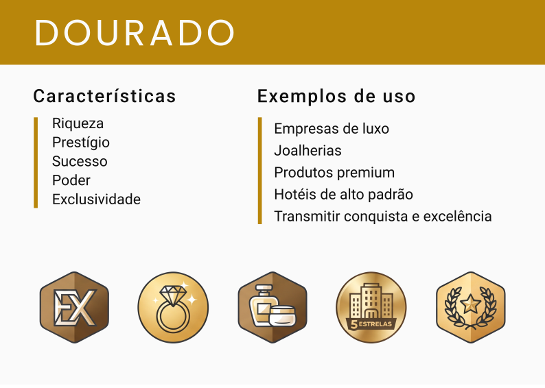 Tons de dourado e ouro remetendo a sofisticação e prestígio